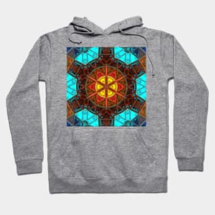 Mosaic Kaleidoscope Flower Blue Orange and Yellow Hoodie